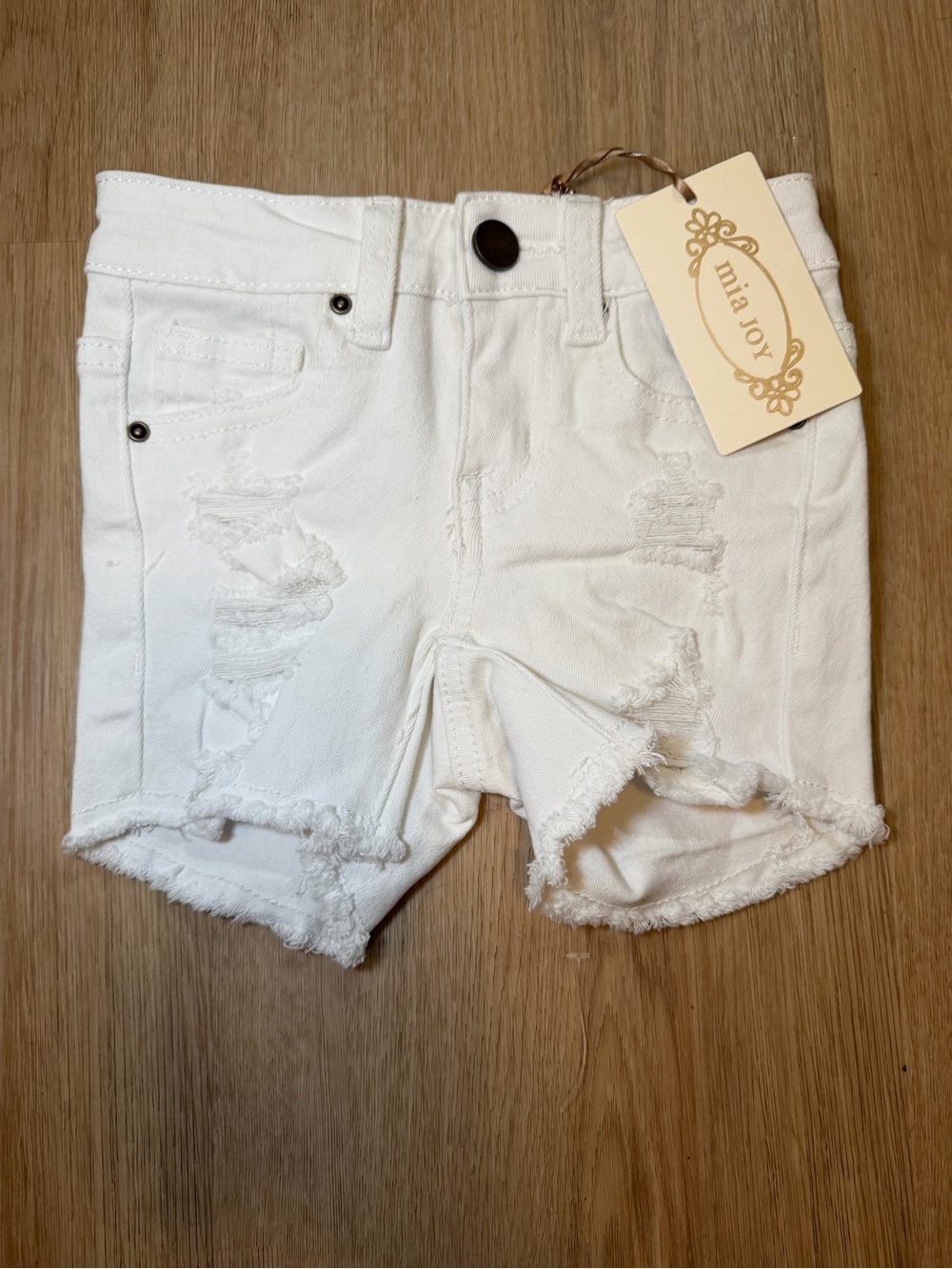 Joyfolie Girls' White Distressed Denim Shorts